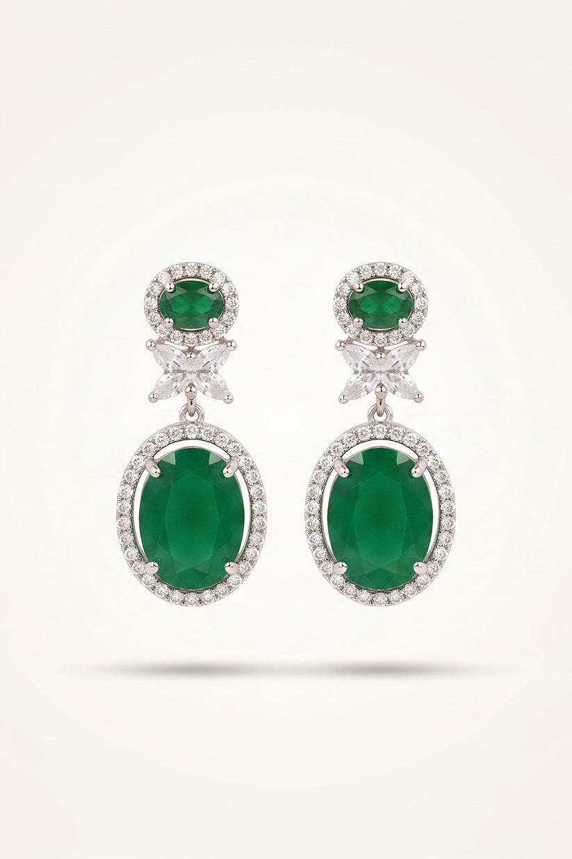 Luxury Emerald Green Crystal Drop Earrings for Women