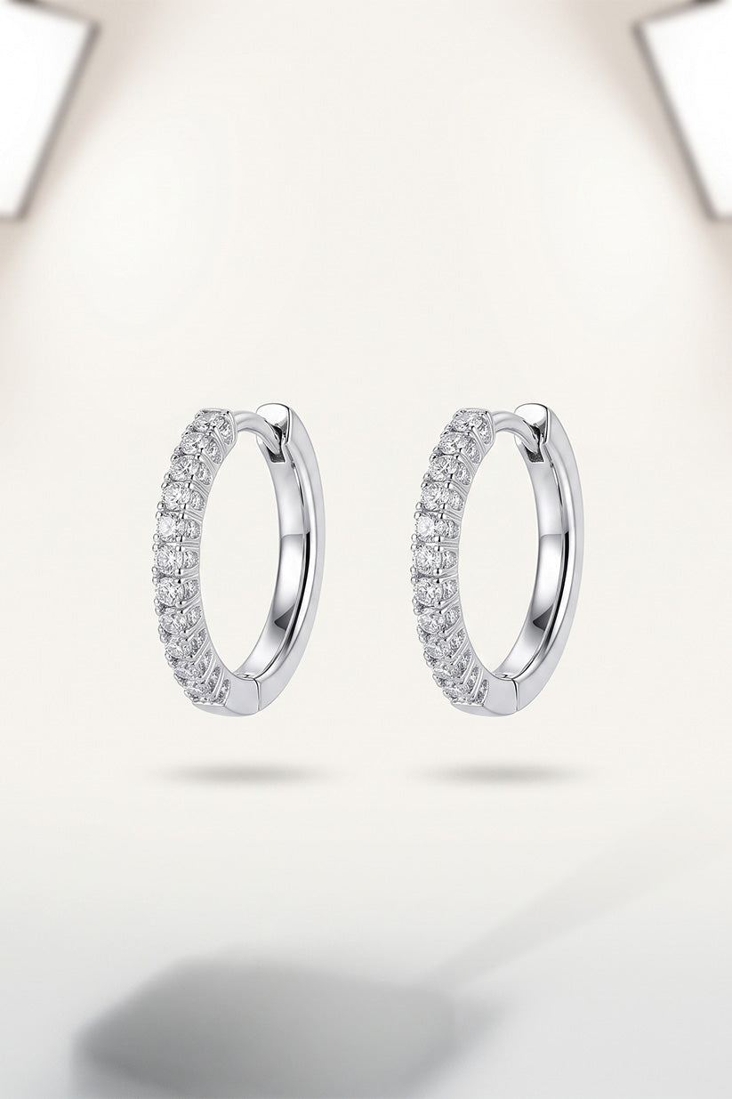 Classic Pavé Huggie Hoop Earrings – Silver
