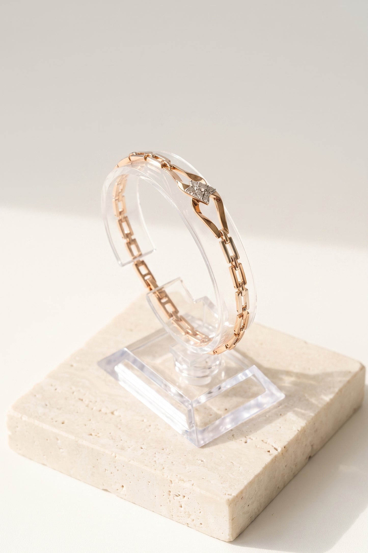 Luxury Rose Gold Crystal Link Bracelet for Women