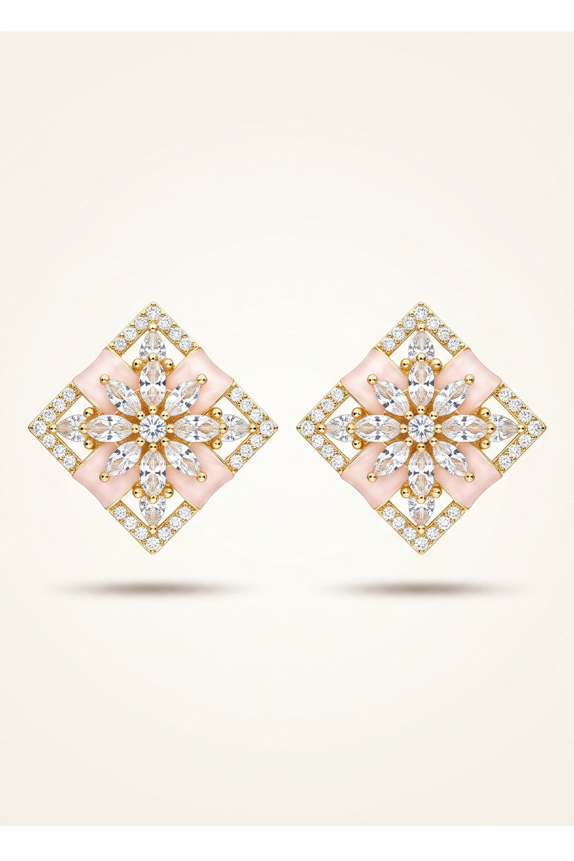 Luxury Floral Crystal Stud Earrings for Women