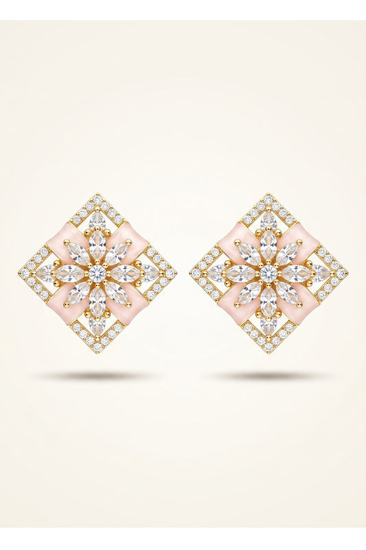 Luxury Floral Crystal Stud Earrings for Women