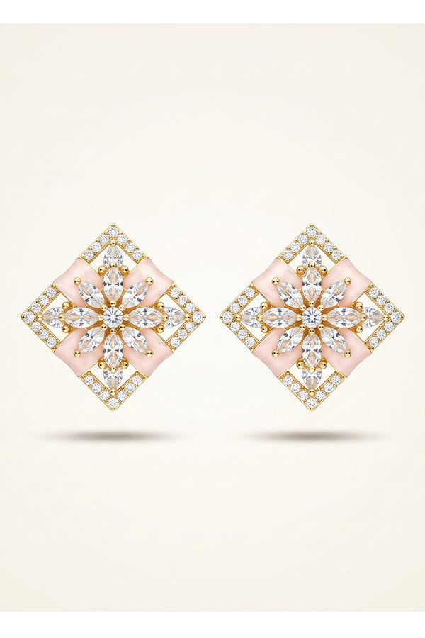 Luxury Floral Crystal Stud Earrings for Women