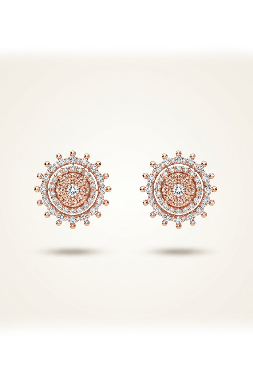 Luxury Rose Gold Crystal Halo Stud Earrings for Women