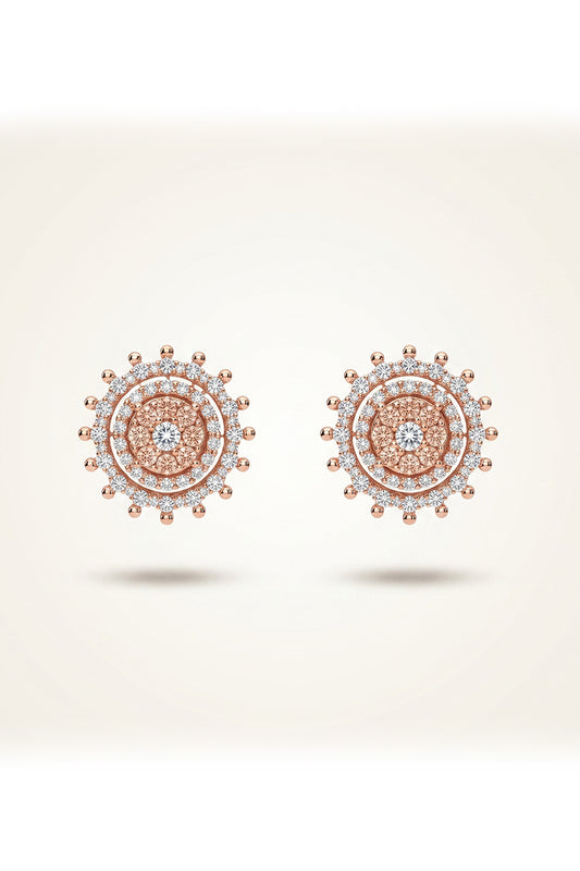 Luxury Rose Gold Crystal Halo Stud Earrings for Women