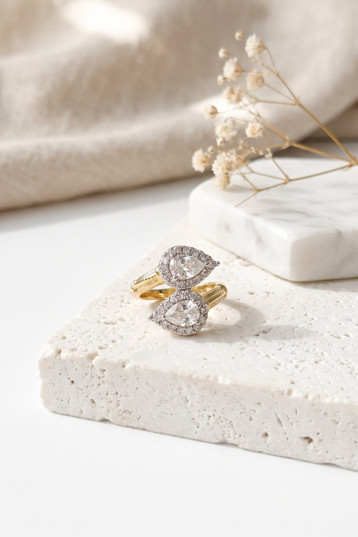 Luxury Double Pear Crystal Ring for Women