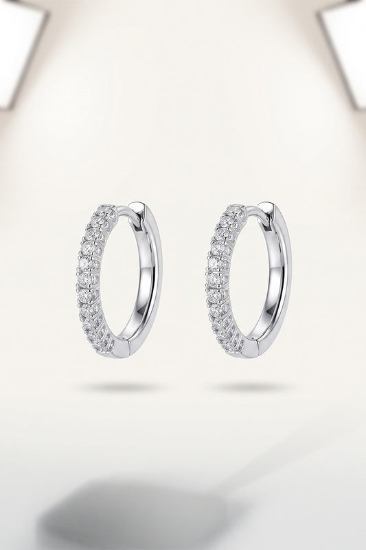 Classic Pavé Huggie Hoop Earrings – Silver