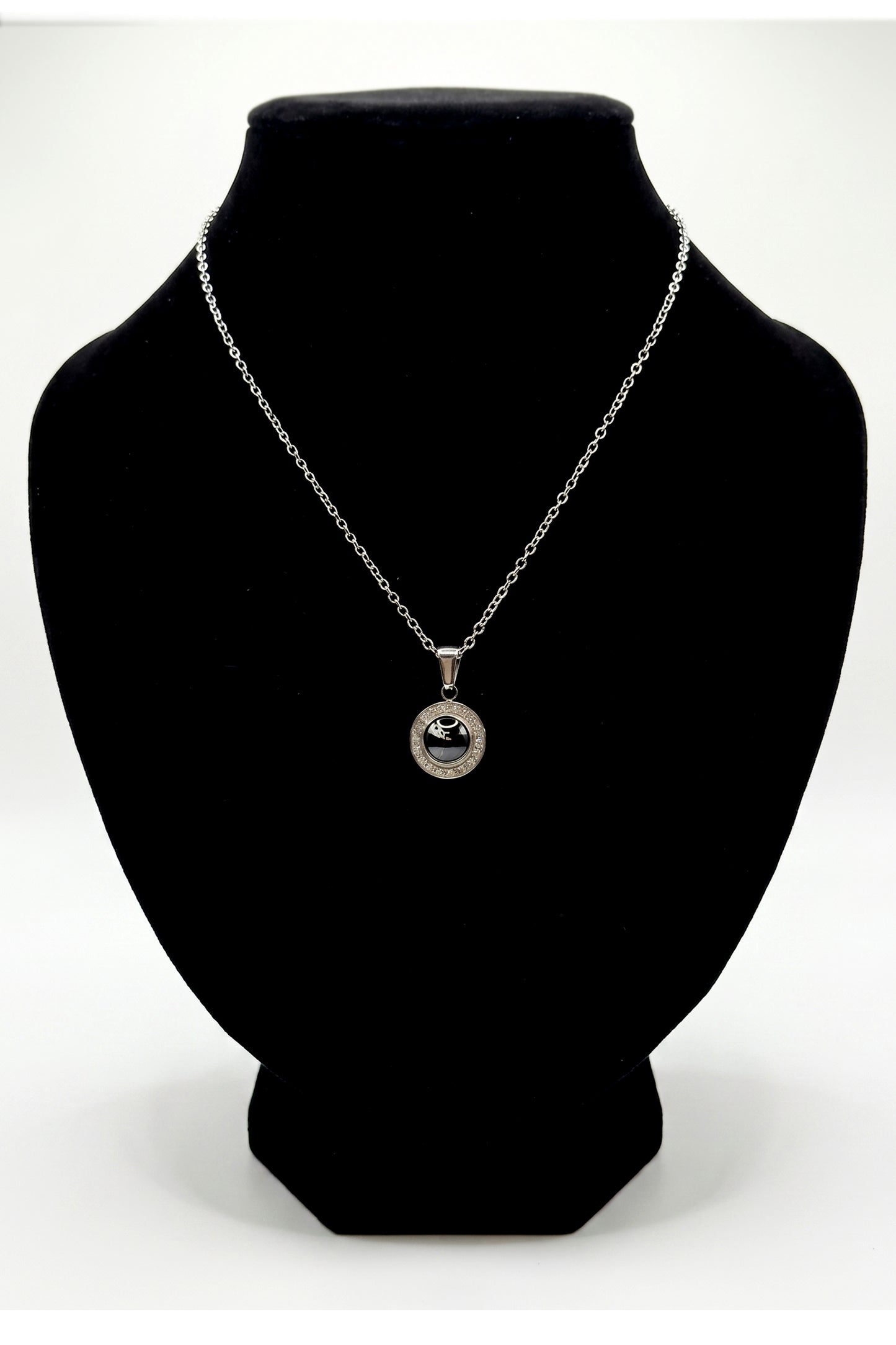 Silver Crystal Circle Pendant Necklace