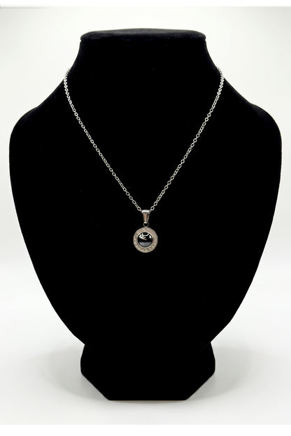Silver Crystal Circle Pendant Necklace