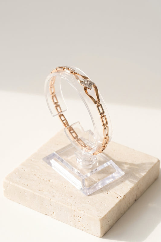 Luxury Rose Gold Crystal Link Bracelet for Women