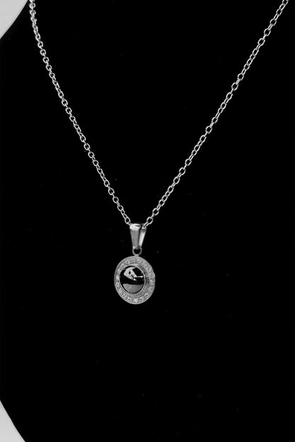 Silver Crystal Circle Pendant Necklace