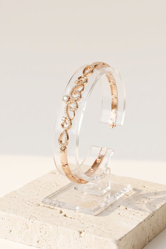Elegant Rose Gold Crystal Cuff Bracelet for Women