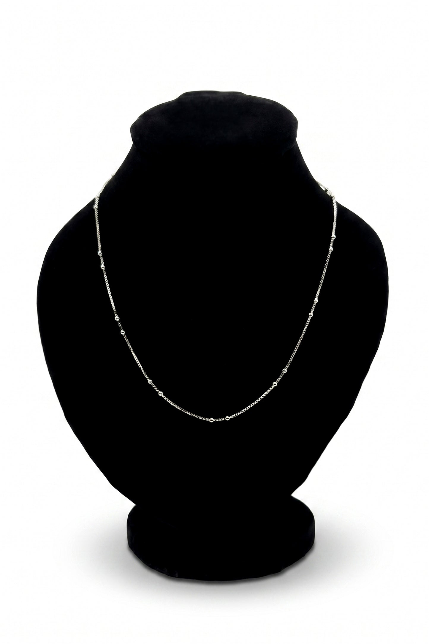Minimal Silver Beaded Chain Necklace