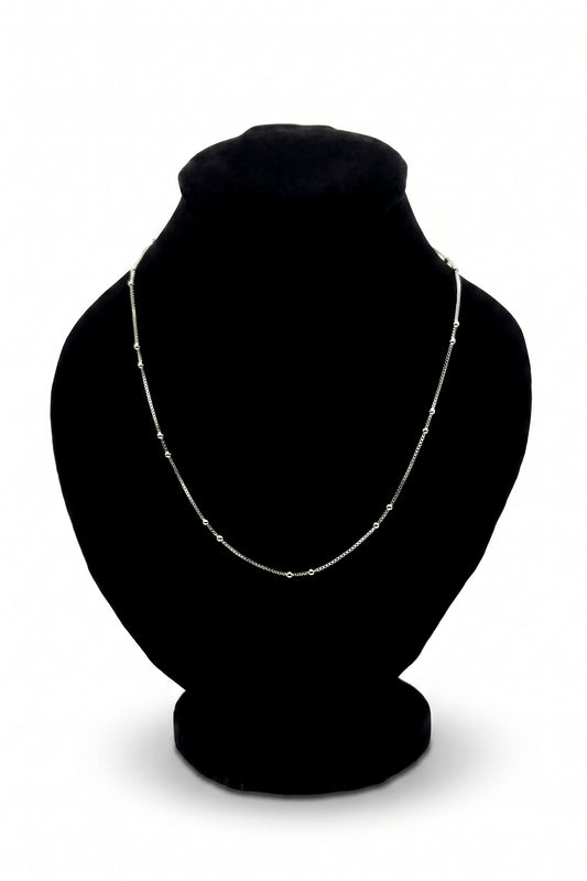 Minimal Silver Beaded Chain Necklace