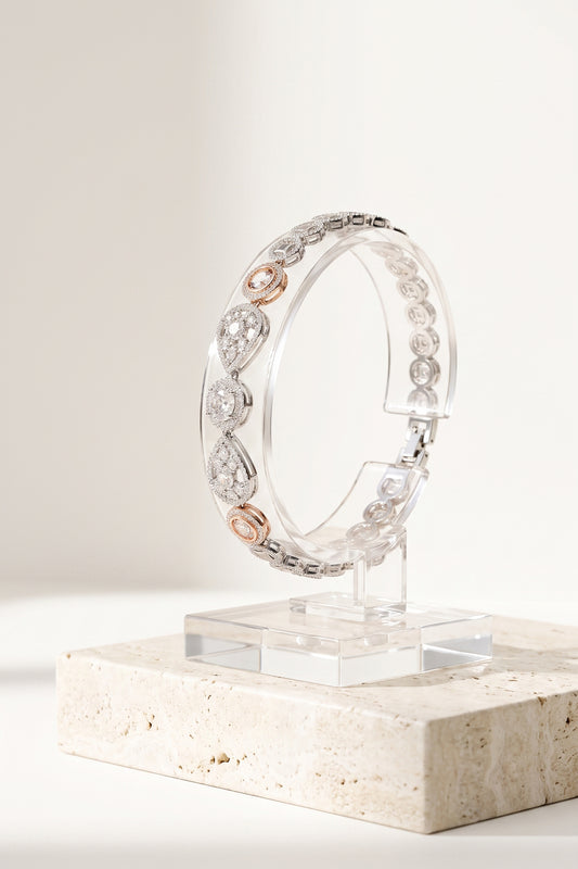Luxury Two-Tone Crystal Charm Bracelet for Women